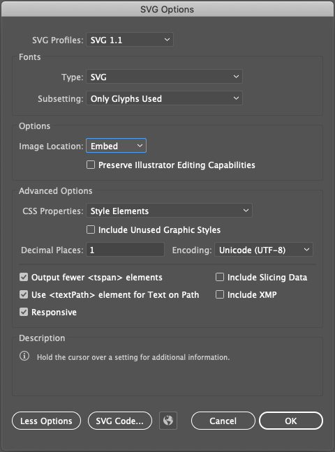 SVG Export Setting in Adobe Illustrator